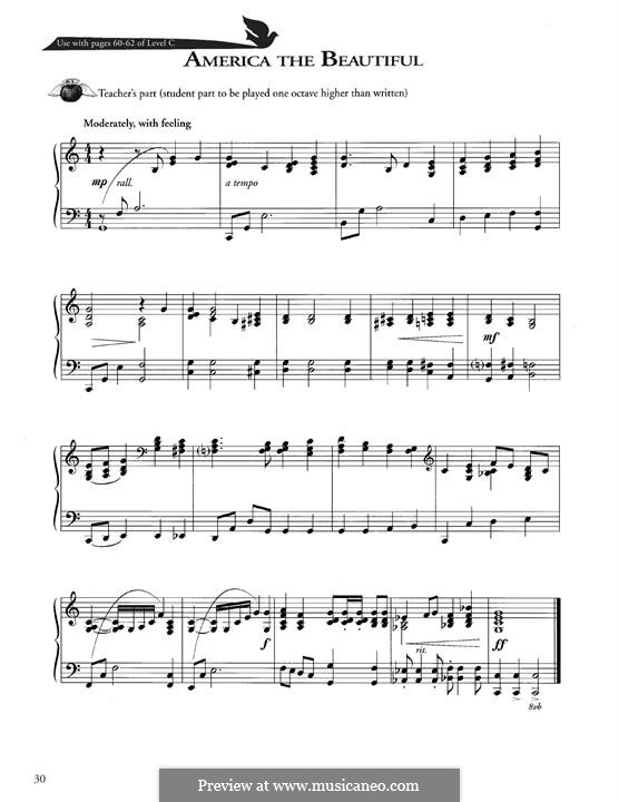 America, The Beautiful: Para Piano by Samuel Augustus Ward