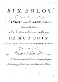 Six Sonatas for Violin and Basso Continuo, Op.1: Seis sonatas para violino e basso continuo by Claus Schall