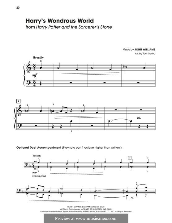 Harry's Wondrous World (from Harry Potter): Para Piano by John Williams