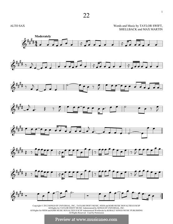 22: para Saxofone Alto by Taylor Swift
