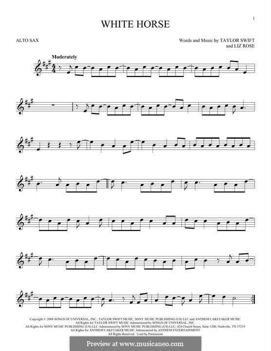 White Horse (Taylor Swift): para Saxofone Alto by Liz Rose