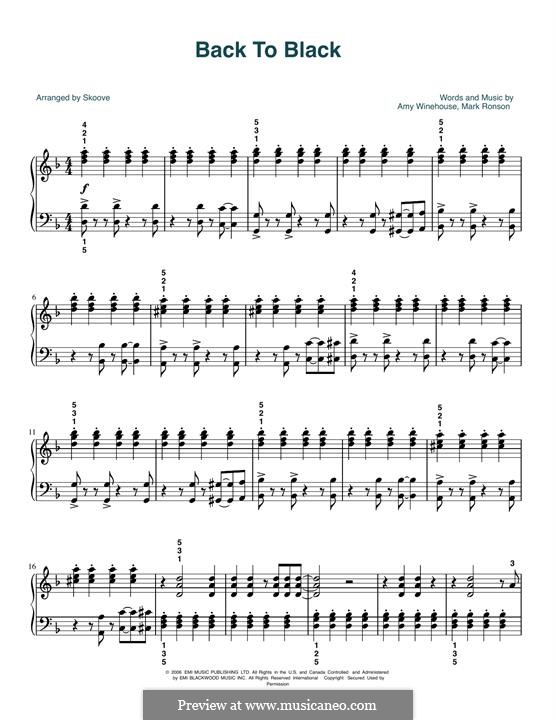 Back to Black (Amy Winehouse): Para Piano by Mark Ronson