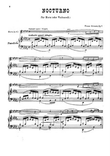 Nocturne for French Horn (or Cello) and Piano, Op.7: Score by Franz Strauss