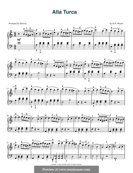 Rondo alla turca (Printable Scores): Para Piano by Wolfgang Amadeus Mozart