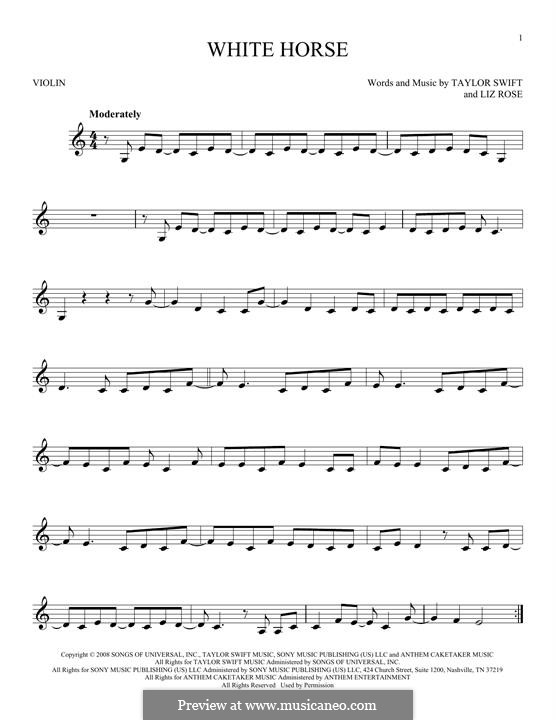 White Horse (Taylor Swift): para violino by Liz Rose