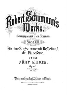 Five Songs, Op.40: set completo by Robert Schumann
