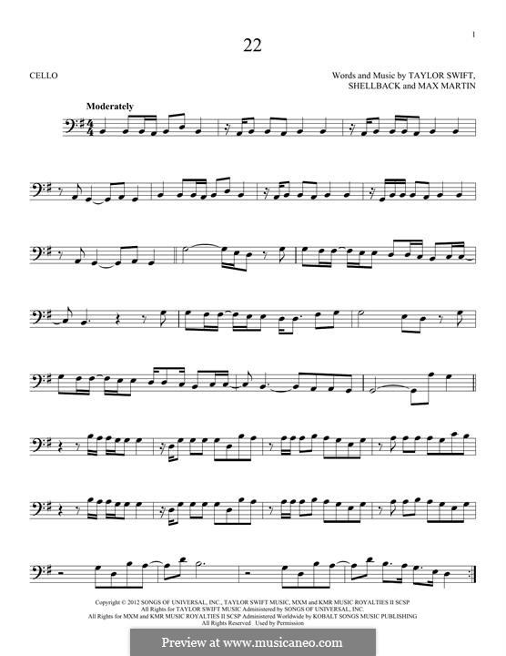 22: para violoncelo by Taylor Swift