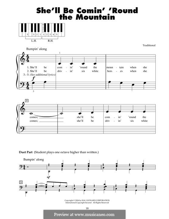 She'll Be Comin' 'Round the Mountain: Para Piano by folklore