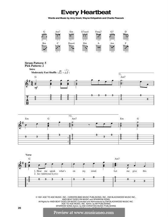 Every Heartbeat (Amy Grant): Para guitarra com guia by Charlie Peacock, Wayne Kirkpatrick
