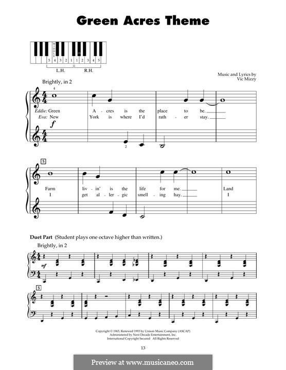 Green Acres Theme: Para Piano by Vic Mizzy