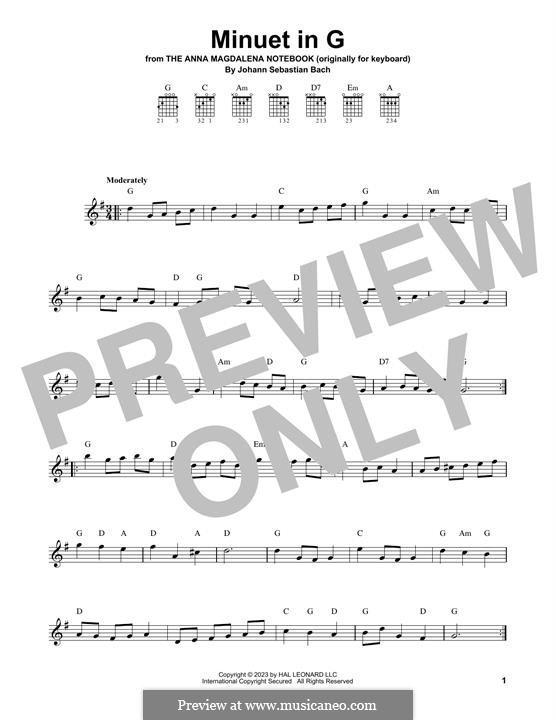 No.4 Minuet in G Major, BWV Anh.114: Para Guitarra by Johann Sebastian Bach