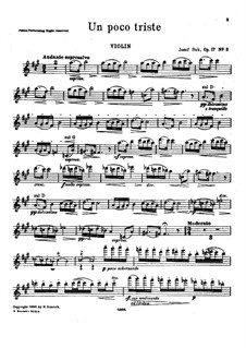 Four Pieces for Violin and Piano, Op.17: No.3 Un poco triste – solo part by Josef Suk