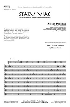 Statu Viae para 2 pianos e violino (2009): Performing parts by Zoltan Paulinyi
