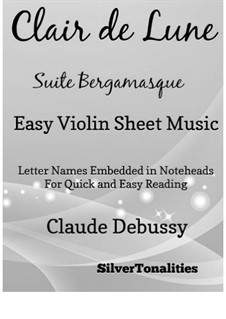 No.3 Clair de lune: For easy violin by Claude Debussy