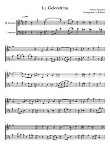 La Golondrina: For trumpet and trombone by Narciso Serradell