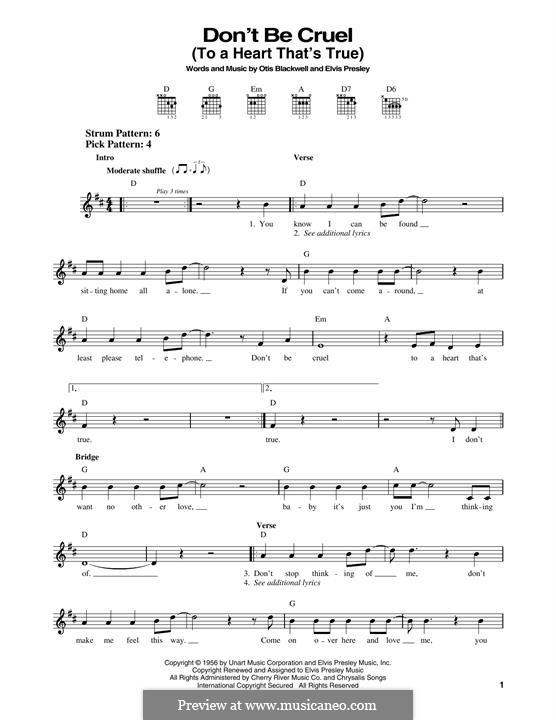 Don't Be Cruel: Para Guitarra by Elvis Presley, Otis Blackwell