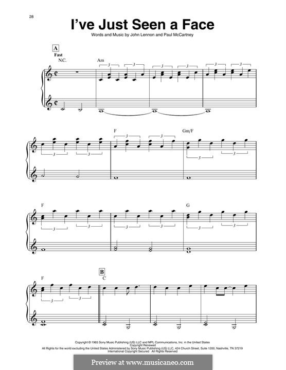 I've Just Seen a Face (The Beatles): For harp by John Lennon, Paul McCartney