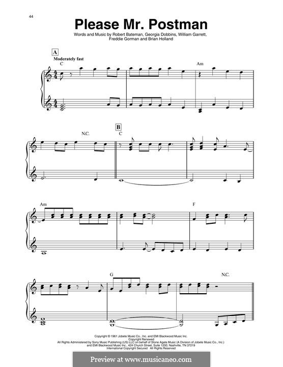 Please Mr. Postman: For harp by Brian Holland, Freddie Gorman, Georgia Dobbins, Robert Bateman, William Garrett