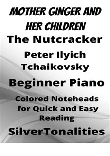 Fragments: Mother Ginger and Her Children, for beginner piano with colored notation by Pyotr Tchaikovsky