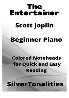 The Entertainer, for Piano: For beginner piano with colored notation by Scott Joplin