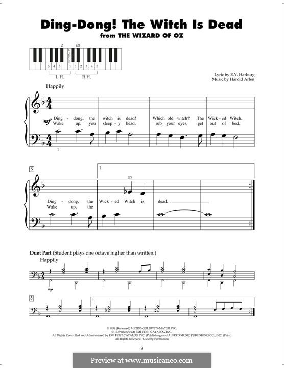 Ding-dong! The Witch Is Dead (from The Wizard of Oz): Para Piano by Harold Arlen