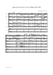 Concerto for Piano and Orchestra No.23 in A Major, K.488: partituras completas, partes by Wolfgang Amadeus Mozart