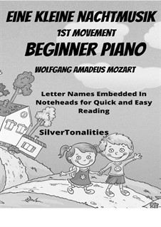 Allegro, for piano: For beginner piano by Wolfgang Amadeus Mozart