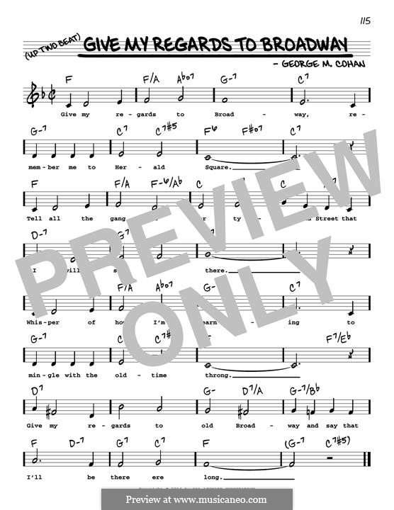 Give My Regards to Broadway: Low Voice by George Michael Cohan