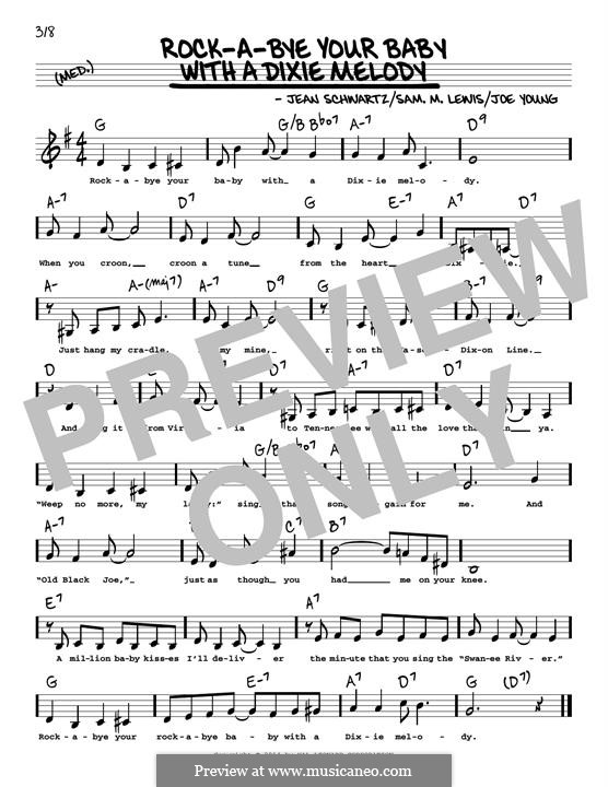 Rock-a-Bye Your Baby with a Dixie Melody (Al Jolson): Low Voice by Jean Schwartz