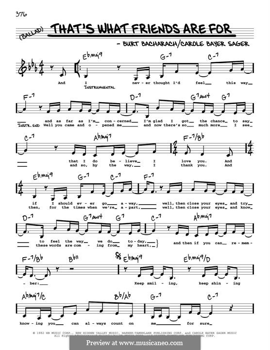 That's What Friends are for: Low Voice by Burt Bacharach, Carole Bayer Sager