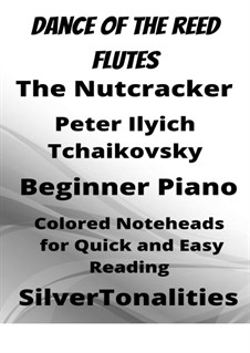 No.7 Dance of the Mirlitons: For beginner piano with colored notation by Pyotr Tchaikovsky