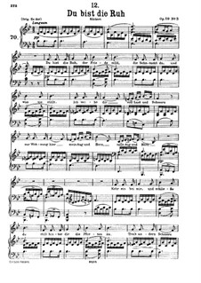 Du bist die Ruh (You are Repose), D.776 Op.59 No.3: Partitura piano-vocal by Franz Schubert