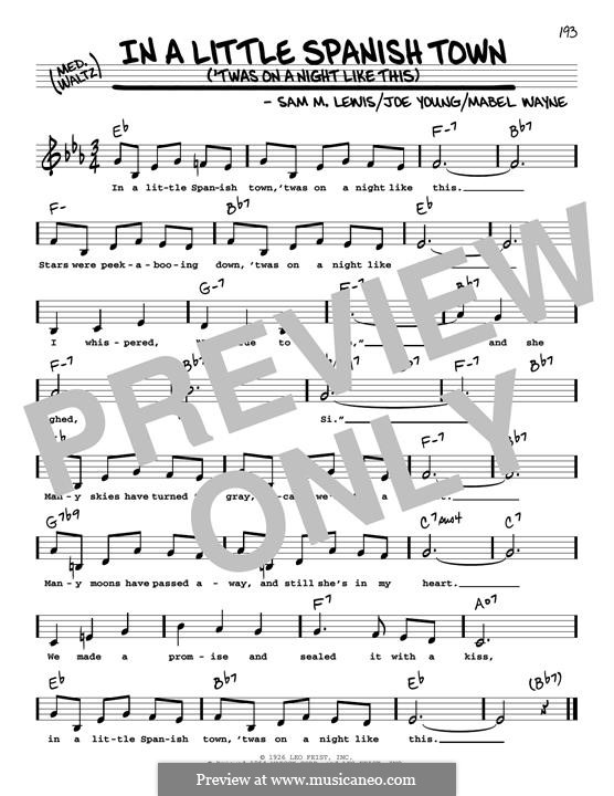 In a Little Spanish Town ('Twas on a Night Like This): Low Voice by Mabel Wayne