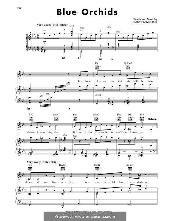 Blue Orchids: Para vocais e piano (ou Guitarra) by Hoagy Carmichael