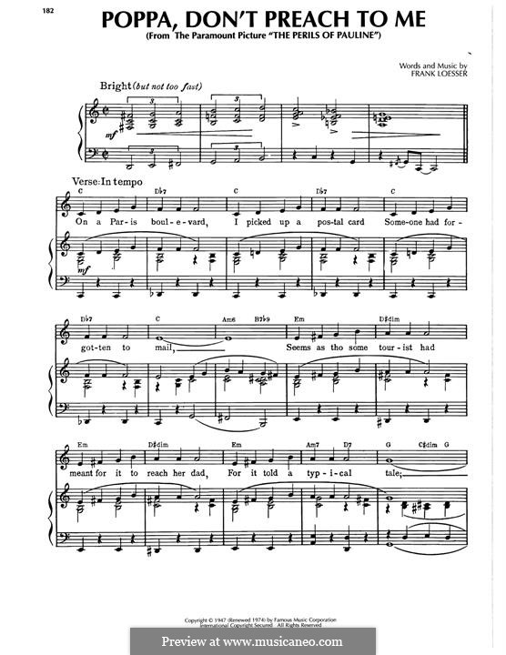Poppa, Don't Preach To Me (from The Perils Of Pauline): Poppa, Don't Preach To Me (from The Perils Of Pauline) by Frank Loesser