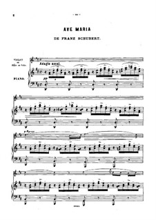 Two instruments version (with piano): For violin (also flute or cello) and piano in D Major by Franz Schubert