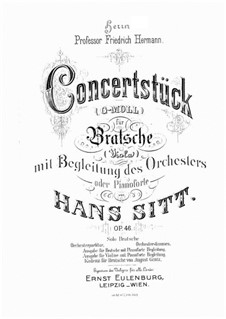 Concert Piece in G Minor, Op.46: Arrangement for viola and piano – solo part by Hans Sitt