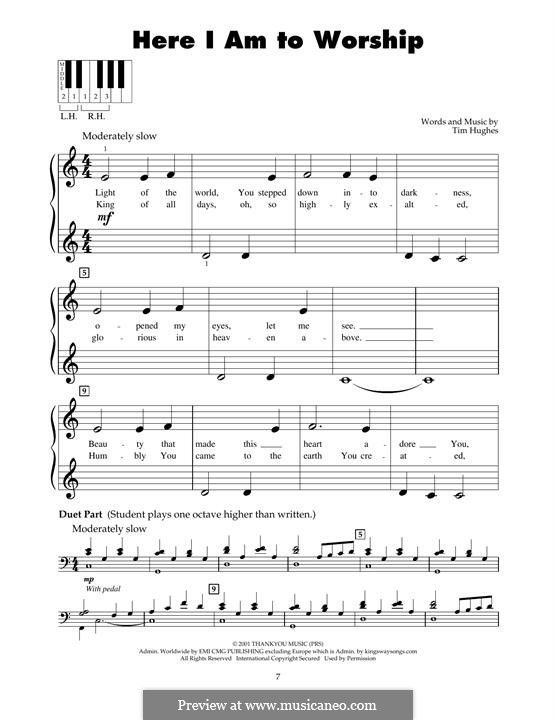 Here I am to Worship (Phillips, Craig & Dean): Para Piano by Tim Hughes