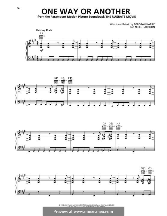 One Way or Another (Blondie): Para vocais e piano (ou Guitarra) by Deborah Harry, Nigel Harrison