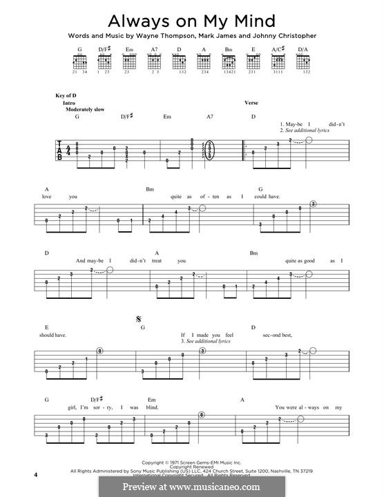 Always on My Mind: Para Guitarra by Johnny Christopher, Mark James, Wayne Carson Thompson