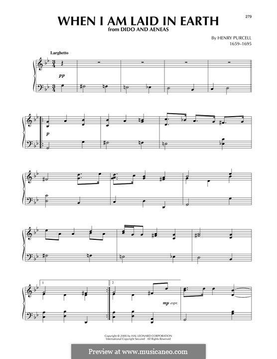 Dido's Lament: Para Piano by Henry Purcell