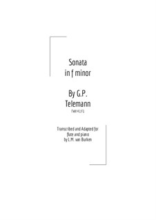 Sonata for Bassoon and Cembalo (or Piano) in F minor, TWV 41:F1: Triste, for Flute and Piano by Georg Philipp Telemann