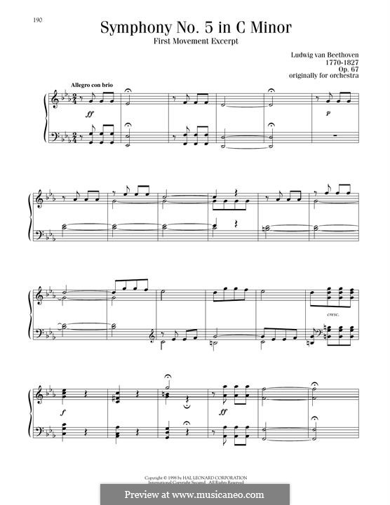 Movement I (Excerpt): Para Piano by Ludwig van Beethoven