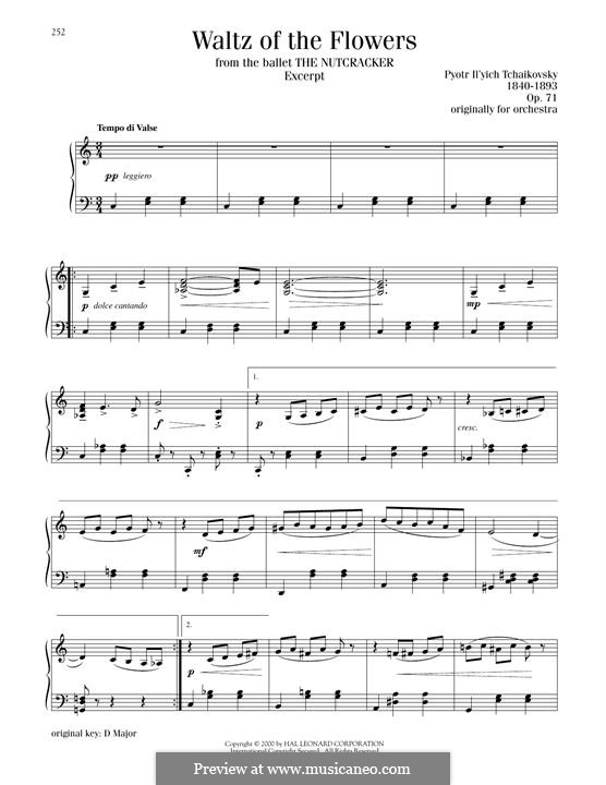 No.8 Waltz of the Flowers: Para Piano by Pyotr Tchaikovsky