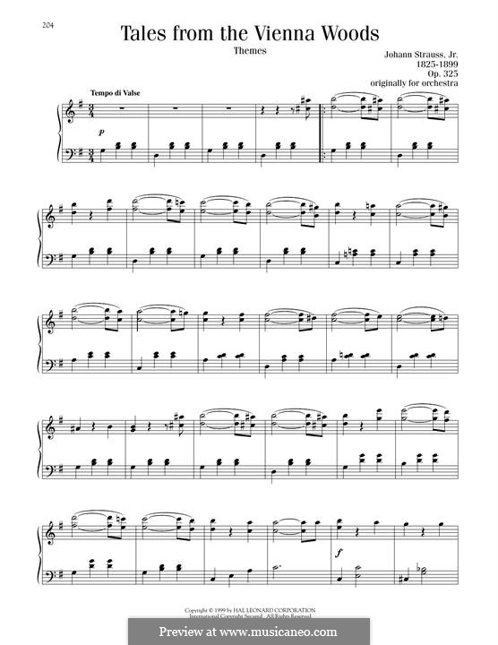 Tales from the Vienna Woods, Op.325: Para Piano by Johann Strauss (Sohn)
