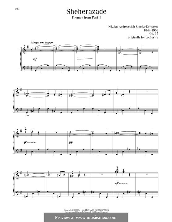 Fragments: Themes from Part 1, for piano by Nikolai Rimsky-Korsakov