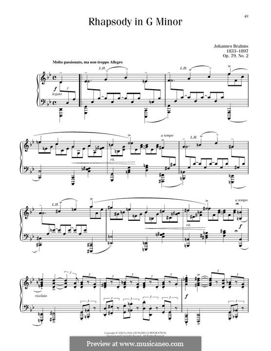 Two Rhapsodies, Op.79: Rhapsody No.2 by Johannes Brahms
