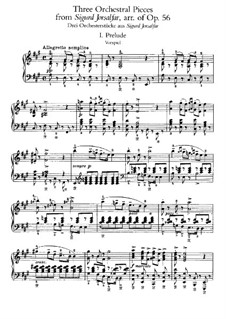 Three Orchestral Pieces from 'Sigurd Jorsalfar', Op.56: versão para piano by Edvard Grieg