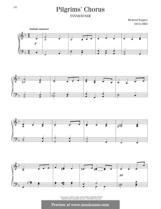 Choir of Pilgrims: Para Piano by Richard Wagner