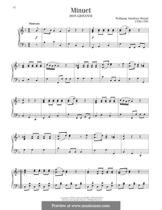 Fragments: minueto, para piano by Wolfgang Amadeus Mozart
